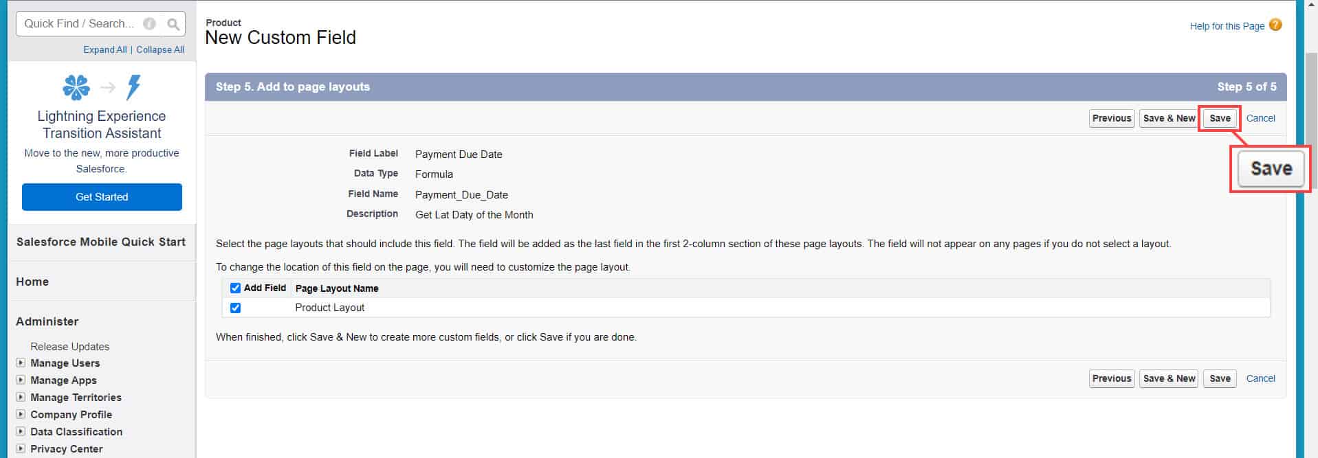 Salesforce Formula to Get Last Day of The Month