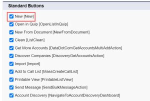 New Button Missing on Account Object in Salesforce