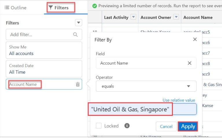 How to Apply Filter in Salesforce Report - SalesForce FAQs