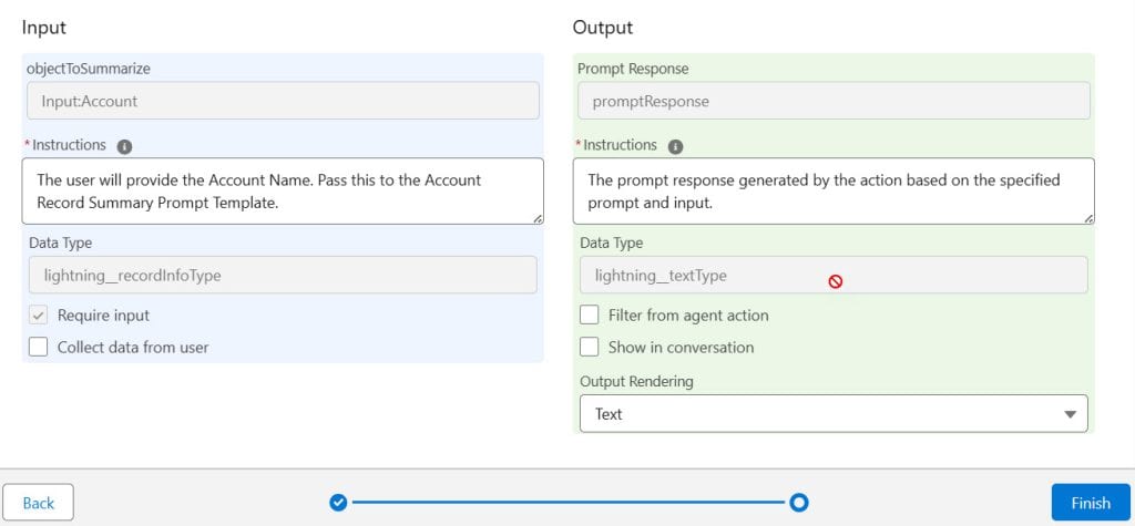 Add Input Output Instructions for AI Agent in Salesforce Agentforce