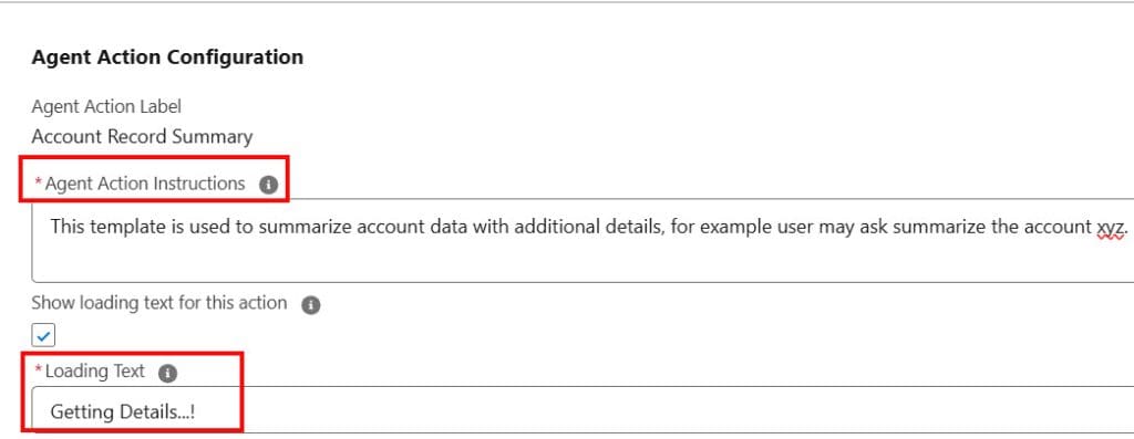 Agent Action Configuration in Salesforce Agentfforce