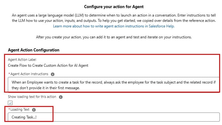 Configure AI Agent Actions in Salesforce Agentforce
