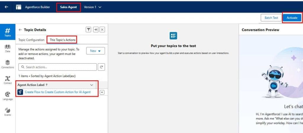 Create &amp; Assign Custom Actions to AI Agents in Salesforce Agentforce