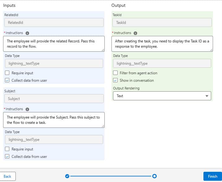 Define Inputs and Outputs Variables foe Agent Actions in Salesforce Agentforce