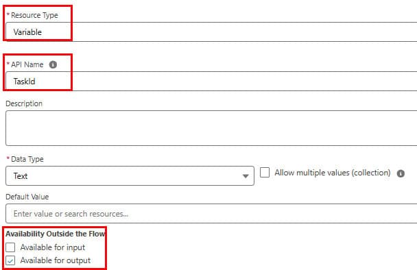 Salesforce Flow Text Variable Make Available for Output