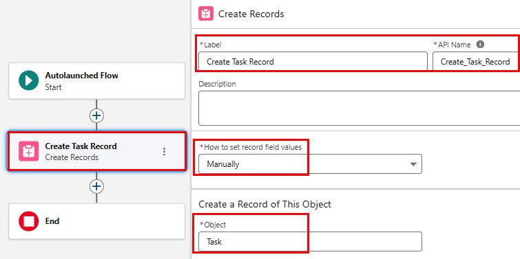 Salesforce Flows Create Record Element to Create AI agent Actions