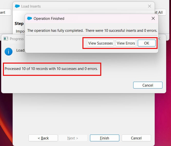 Insert Operation in Salesforce Data Loader
