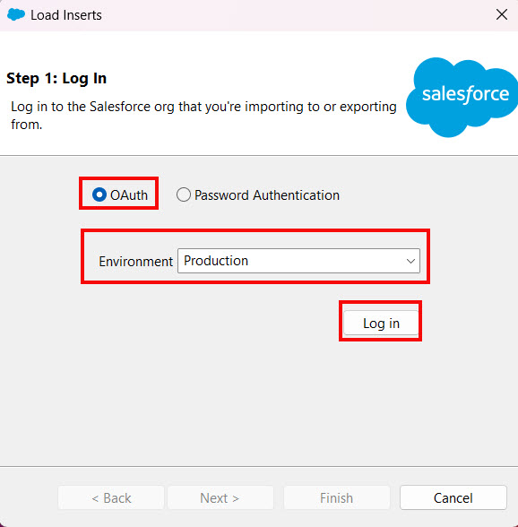 Login to Data Loader in Salesforce
