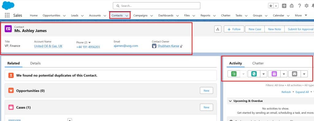Contacts in Salesforce Sales Cloud
