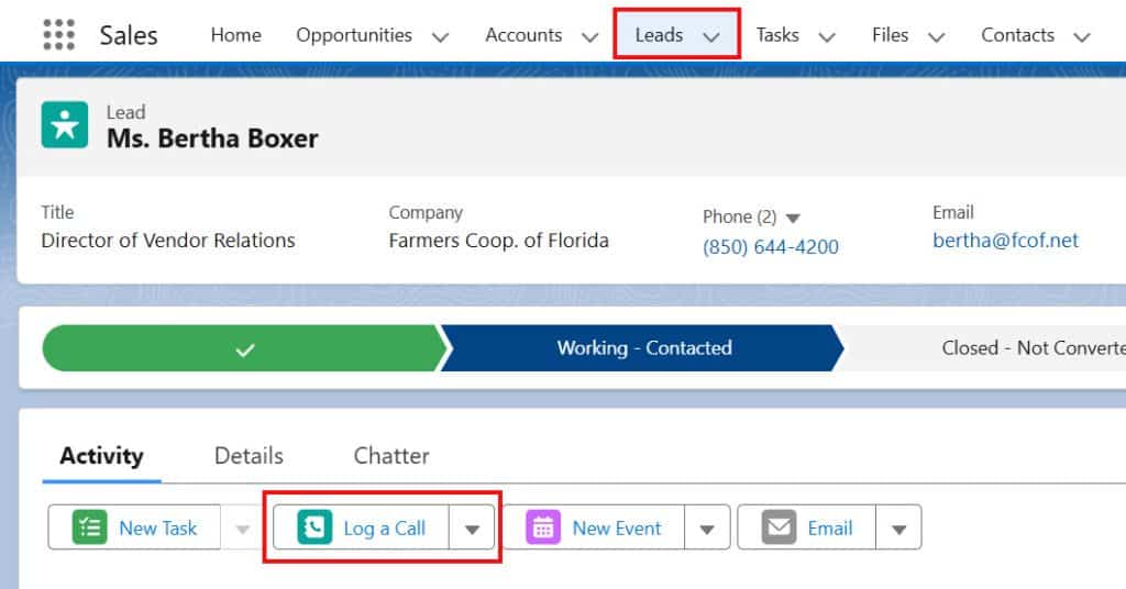 Log a Call Button in Salesforce