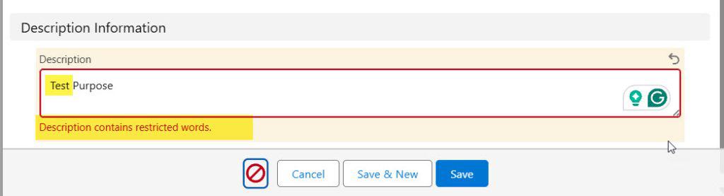 Prevent Saving Records Using contains method Apex