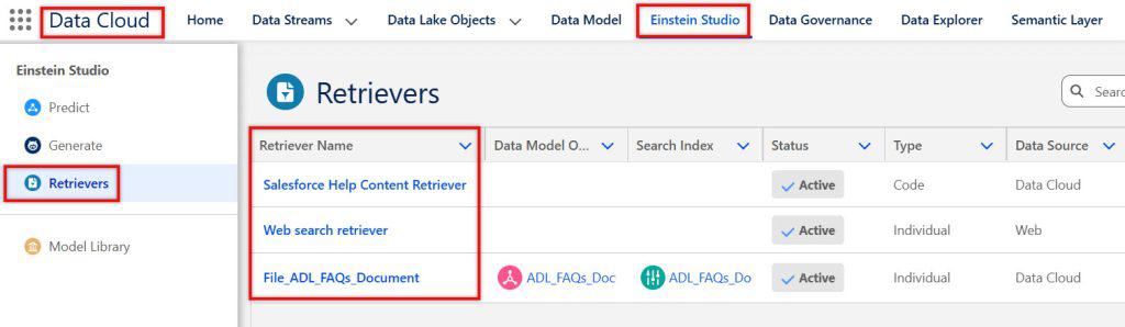 Retriever in Salesforce Data Cloud