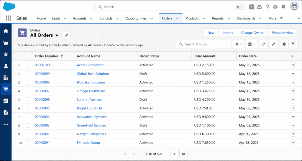 order object in Salesforce