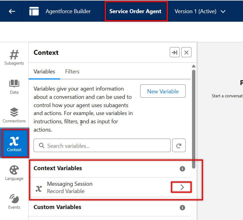 Agentforce Context Variable in Salesforce