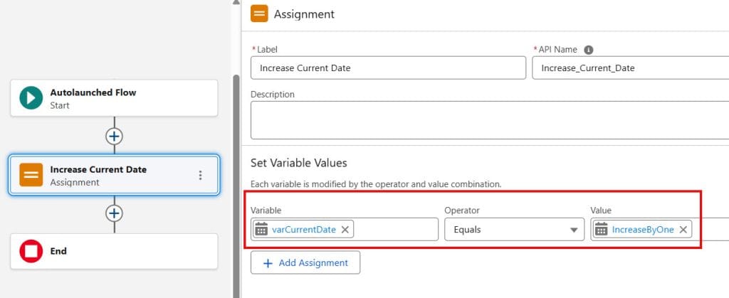 Assignment Element in Salesforce Flows
