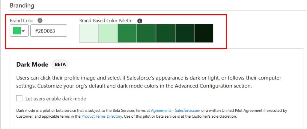 Brand Color in User Interface in Salesforce