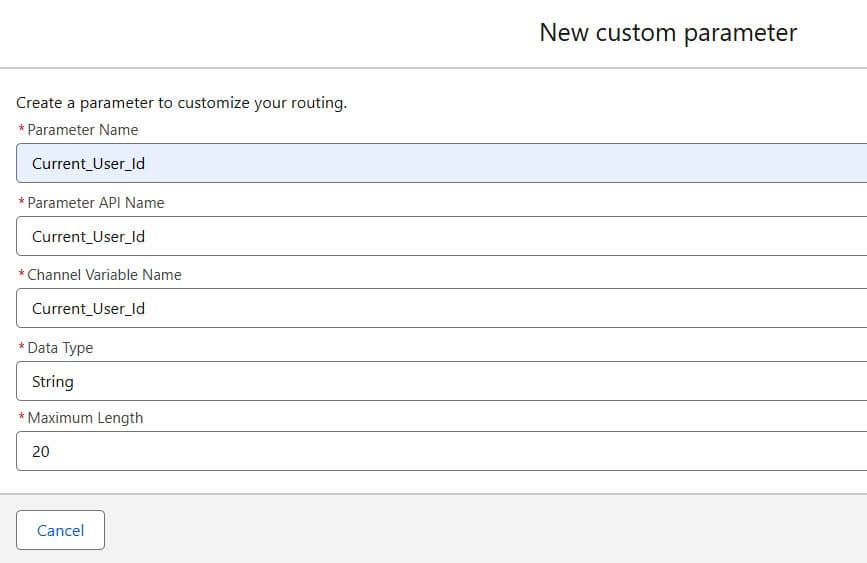 Create Custom Parameter in Salesforce Messaging Channel