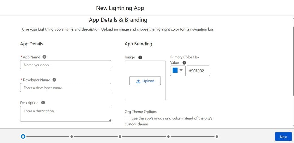 Create New Lightning App in Salesforce