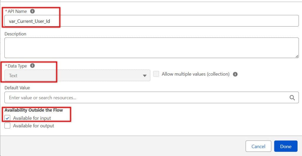 Create New Variable in Salesforce Flow