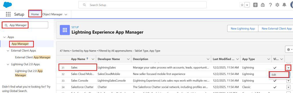 Edit the Navigation Menu of an Salesforce Lightning App