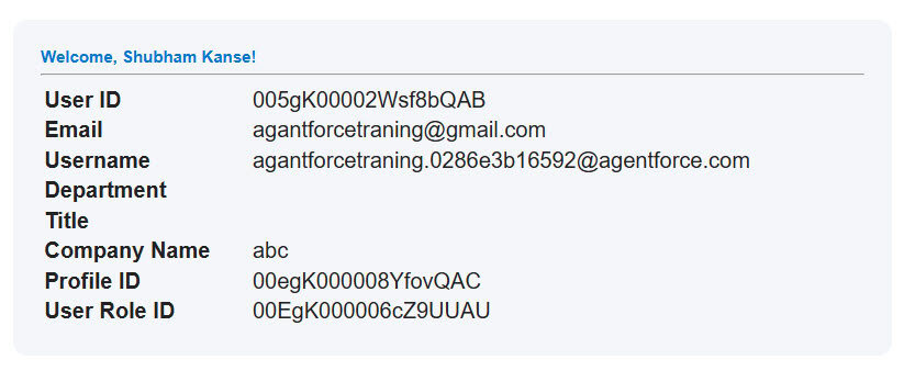 Get User Details using Salesforce Pages in Salesforce