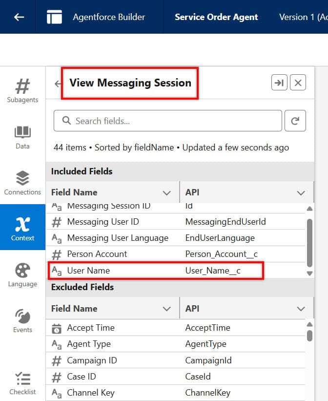 Include Messaging Session Context Variable in Agent