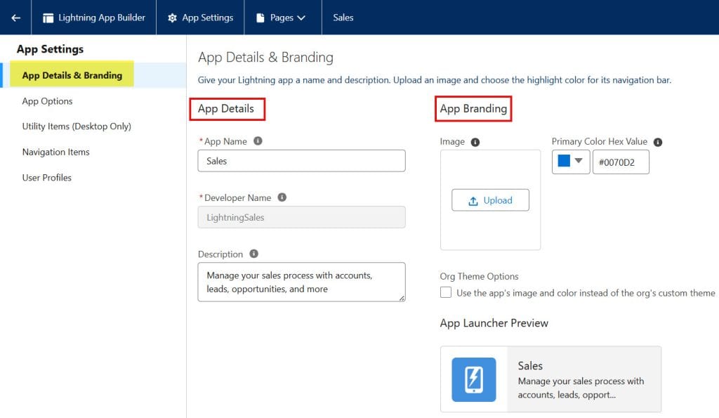Salesforce Lightning App Builder