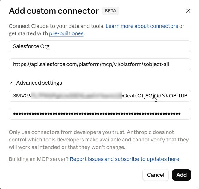 Add Custom Connector in Claude AI to Connect with Salesforce Org