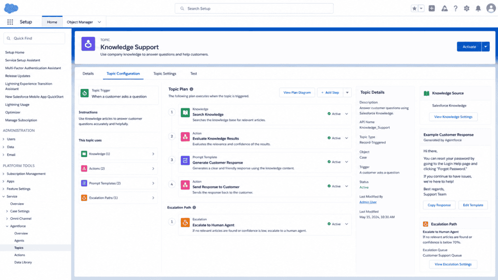 Agentforce Agent for Knowledge-Based Customer Support