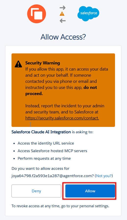 Allow Access to Connect Salesforce with Claude AI