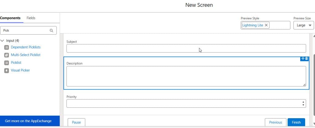 Screen Element in Salesforce Screen Flow