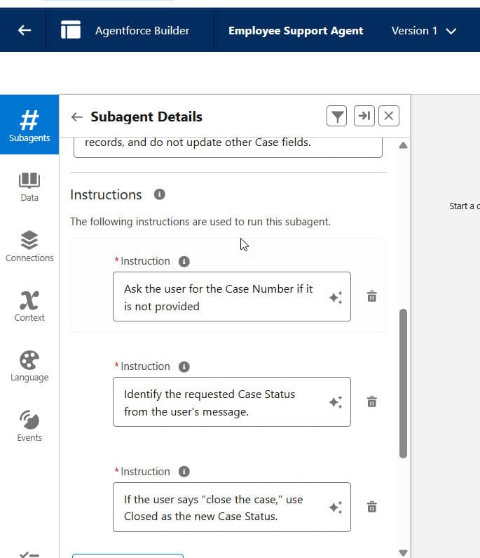 Add Instructions for Agentforce Agents