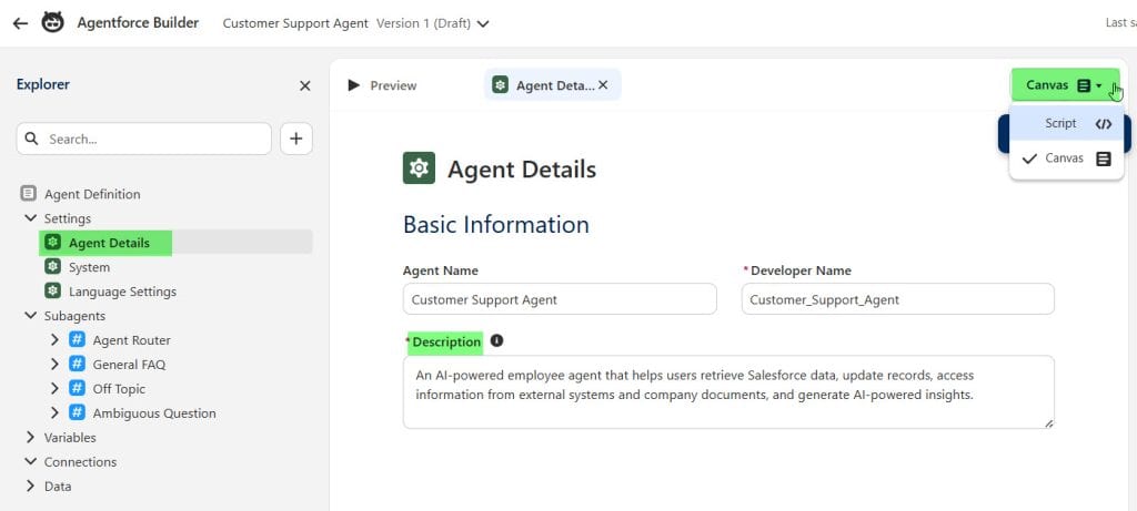 Agentforce Script Builder in Salesforce