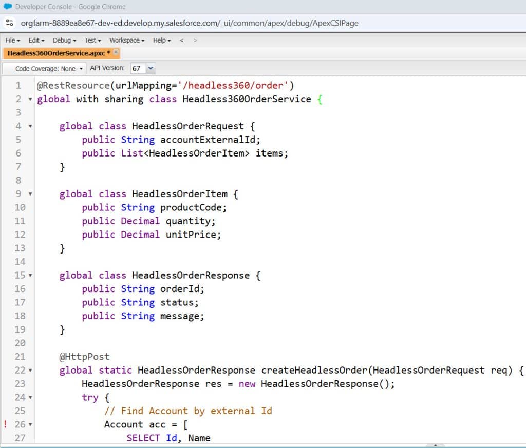 Apex REST Class for Headless 360 in Salesforce