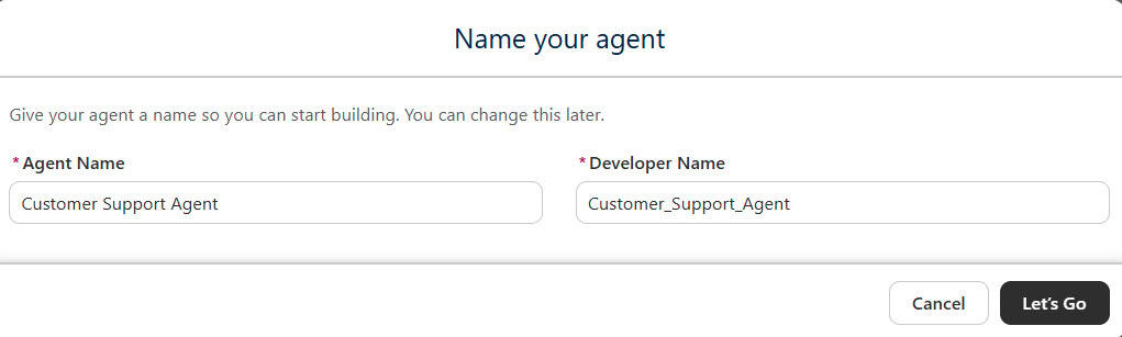 Create Customer Support Agent in Salesforce