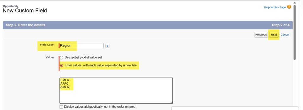Create Picklist Field in Salesforce Object