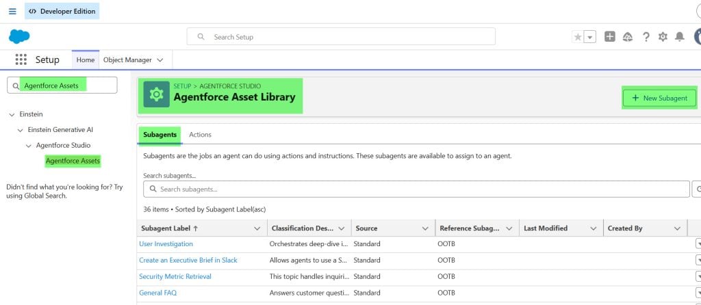 Create Subagent for Agentforce Agents in Salesforce