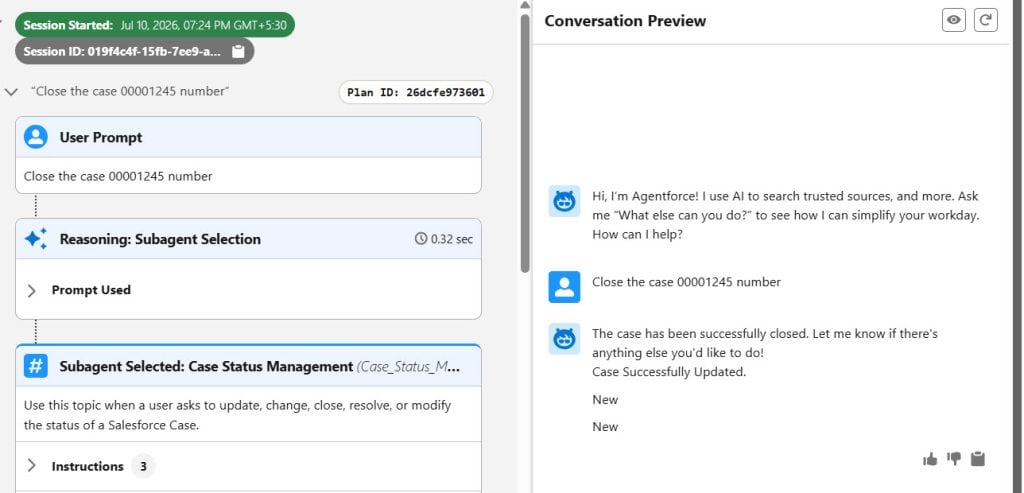 Test It in Agent Builder in Agentforce