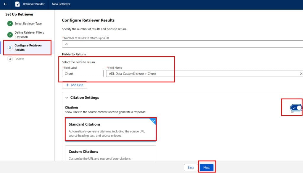 Add Fields to Returns in Salesforce Custom Retriever