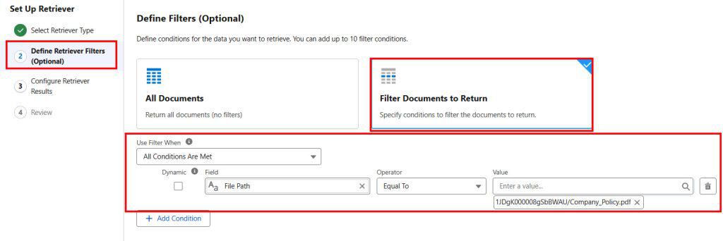 Add Filter Conditions to Custom Retrievers in Salesforce Agentforce