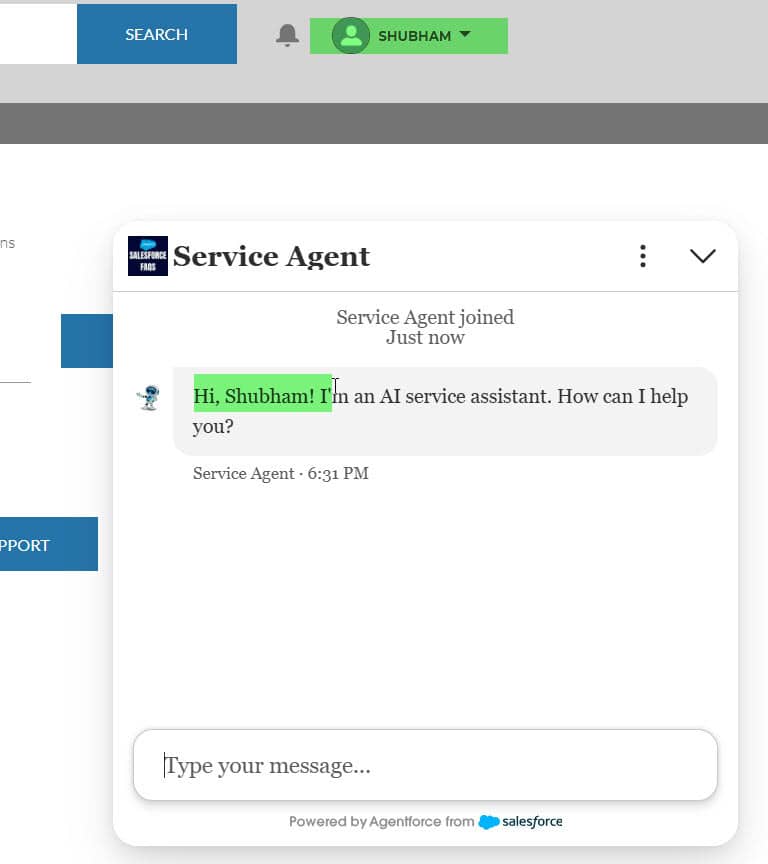 Agentforce Service Agent Greet Users by Name with Agent Script