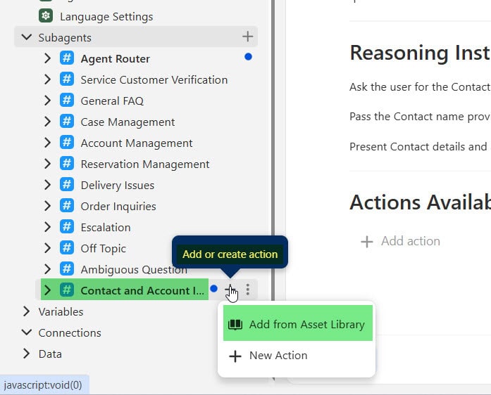 Assign Custom Action to AI Agent in Salesforce Agentforce