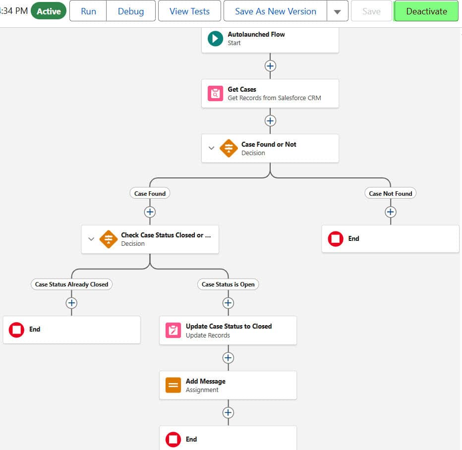 Build the Flow Action to Close the Case in Salesforce