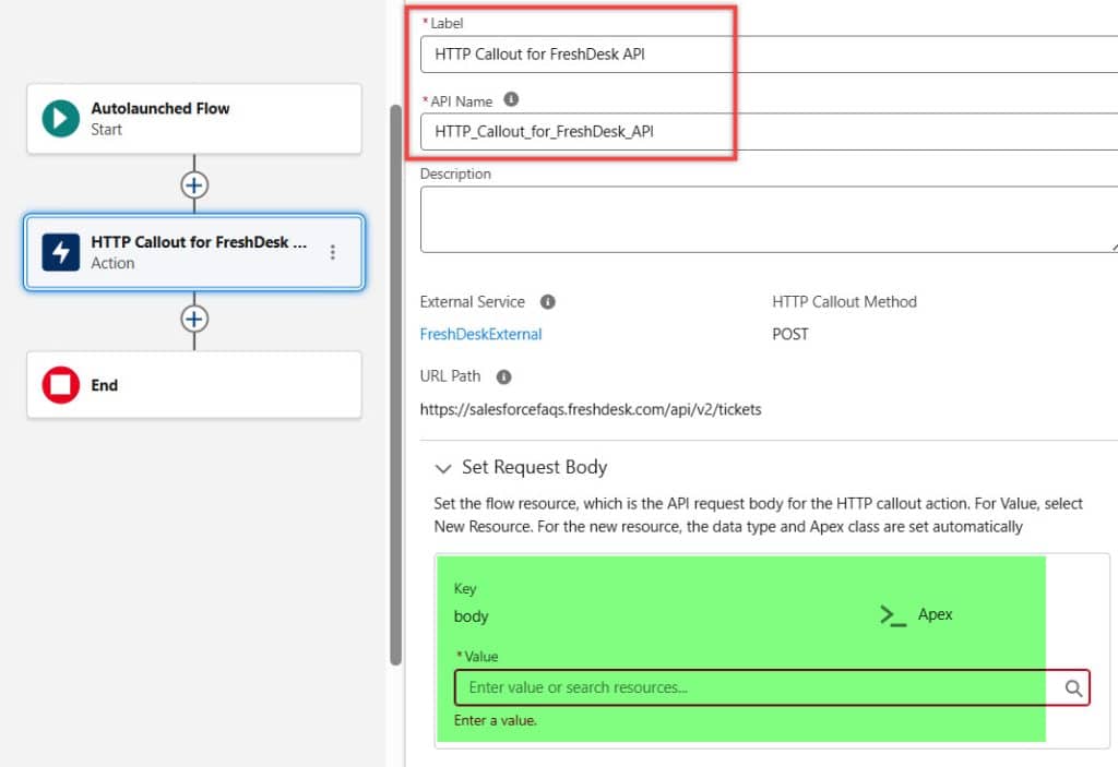 Configure the HTTP POST Request in Salesforce Flow