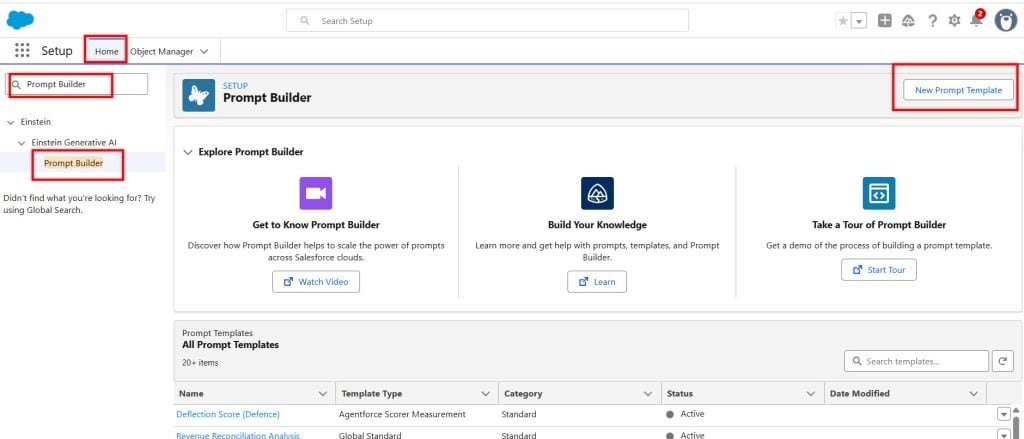 Create New Prompt Template in Salesforce Agentforce