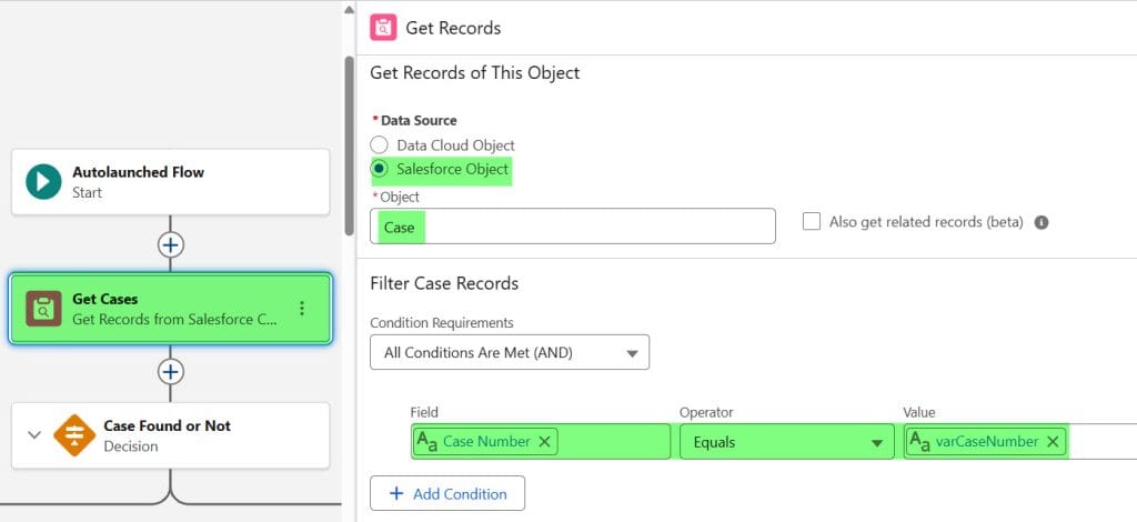 Get Case records in Salesforce Flows