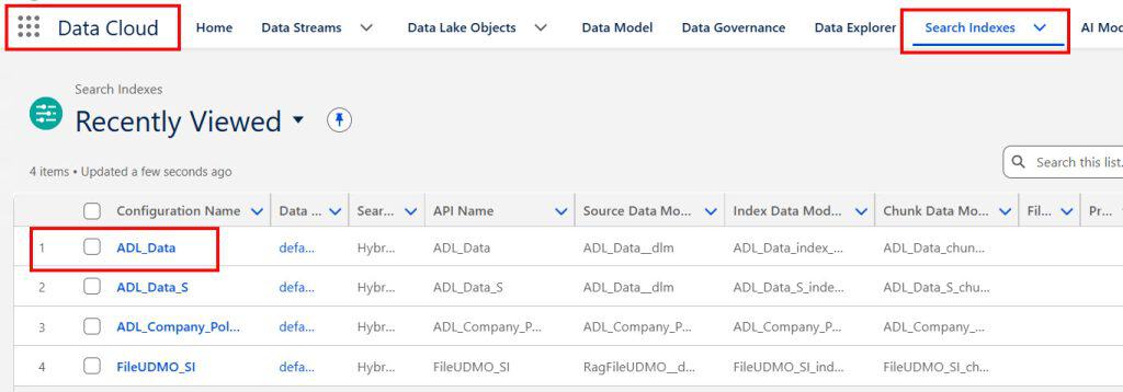 Search Index in Salesforce Data Cloud